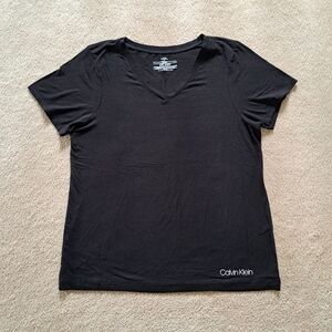 ❤️ Calvin Klein PJ Top Black Short Sleeved Women's Medium V-neck Loungewear